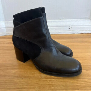 Anthropologie Bruno Premi Suede and Leather Heeled Ankle Boots | US 8.5 / EU 39